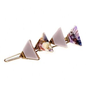 NEW - Modern Chic Geometric Lavender & Gold Triangle Hair Clip Barrette